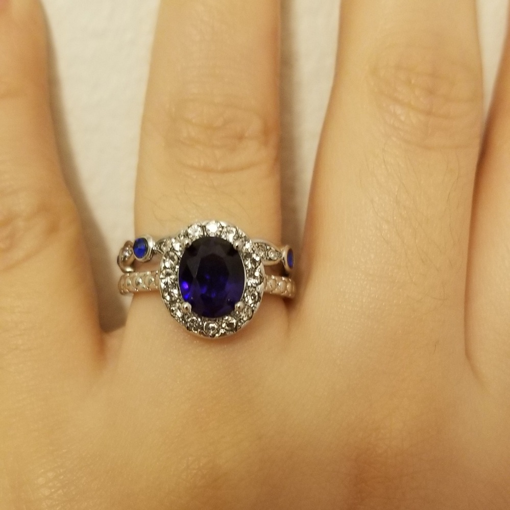 925 sterling silver sapphire wedding ring